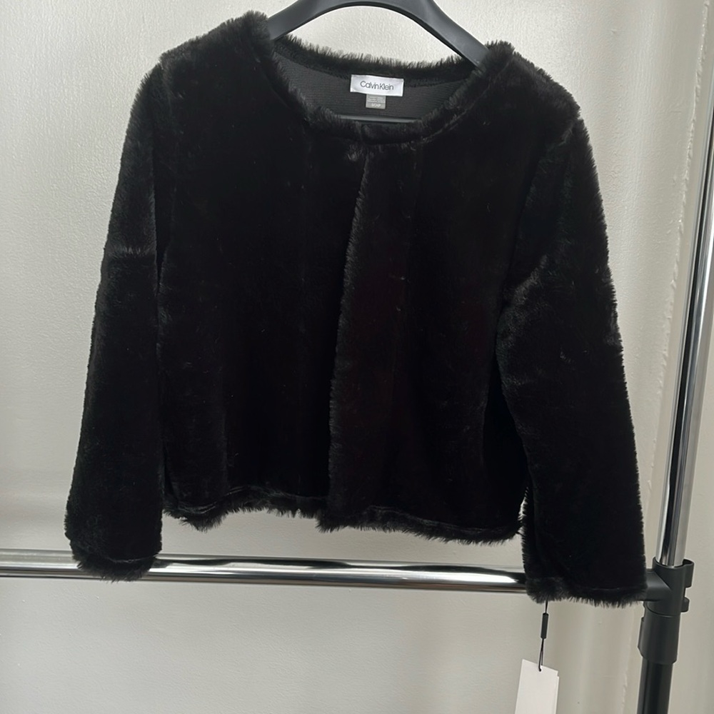 NWT Calvin Klein faux fur top S